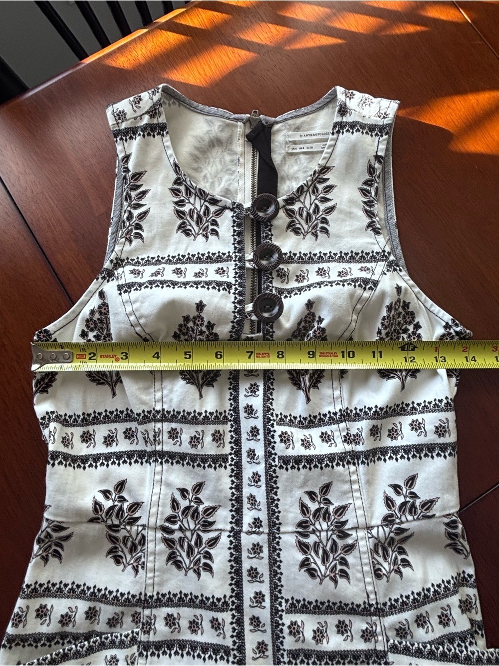 Sleeveless Black & White Printed Midi Dress - Elegant Floral Block Print sz 0 - Picture 9 of 10